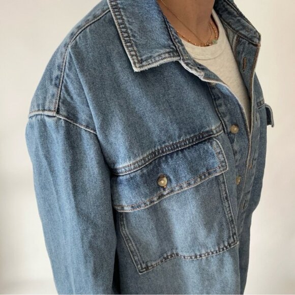 Vintage Oversized Denim Jacket Cotton - Picture 4 of 11